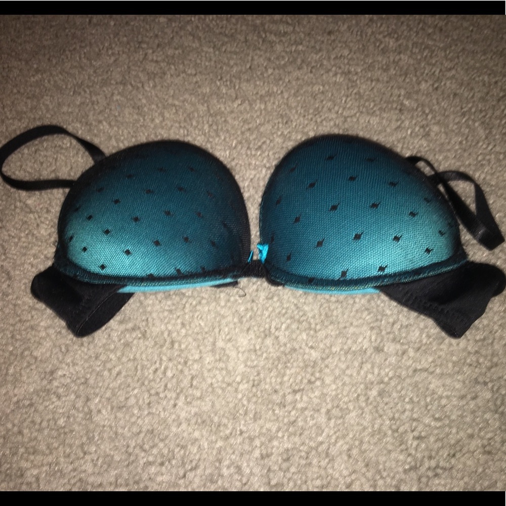 Turquoise and black bra